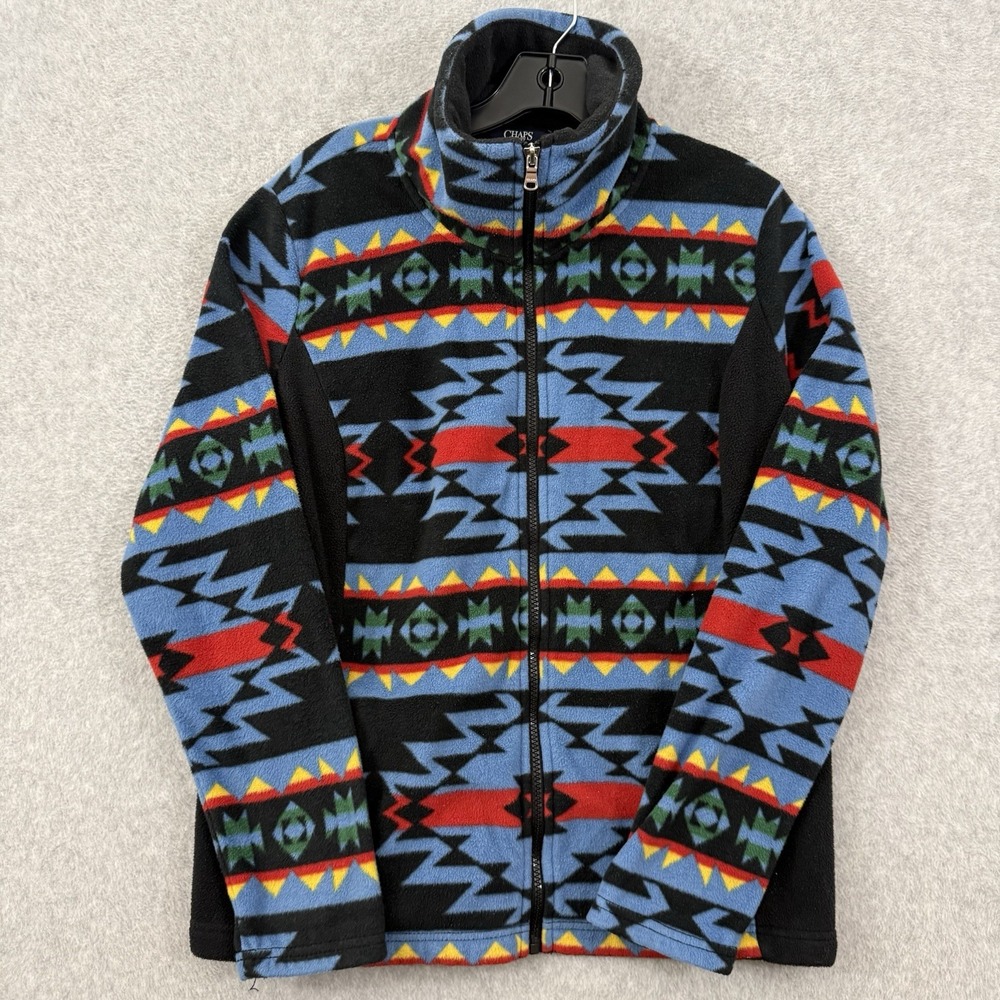 Chaps Sport Jacket Women Large Aztec Southwest Fleece Full Zip Long Sleeve Y2K
